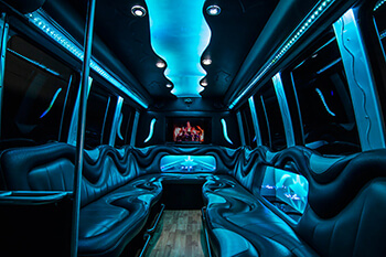Party bus with comfortable chairs