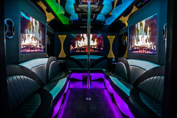 Party bus with stripper pole